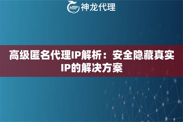 高级匿名代理IP解析：安全隐藏真实IP的解决方案