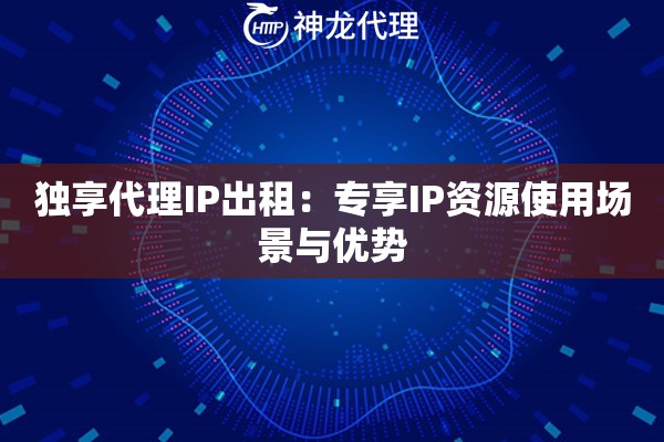 独享代理IP出租：专享IP资源使用场景与优势