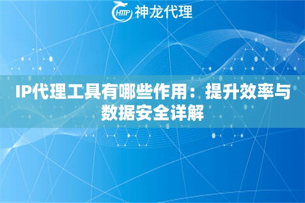 IP代理工具有哪些作用：提升效率与数据安全详解