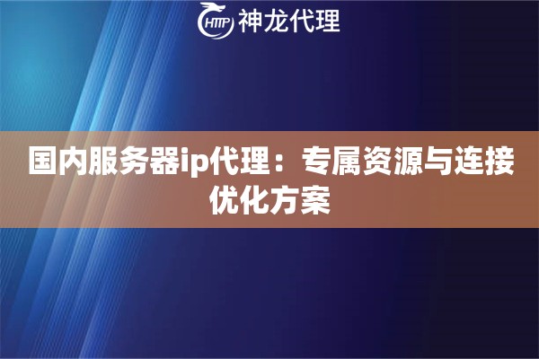 国内服务器ip代理：专属资源与连接优化方案