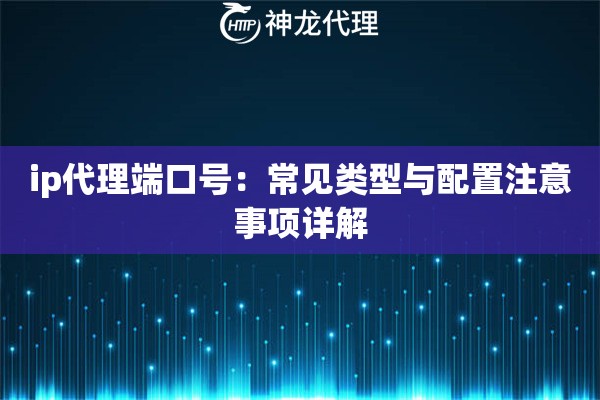 ip代理端口号：常见类型与配置注意事项详解