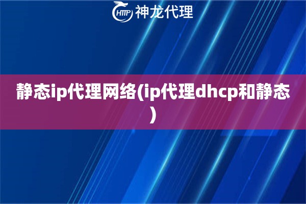 静态ip代理网络(ip代理dhcp和静态)