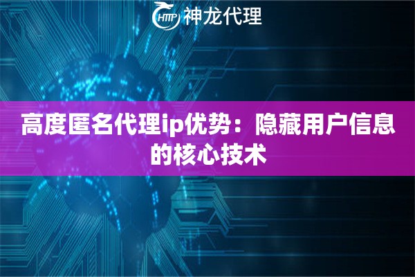 高度匿名代理ip优势：隐藏用户信息的核心技术