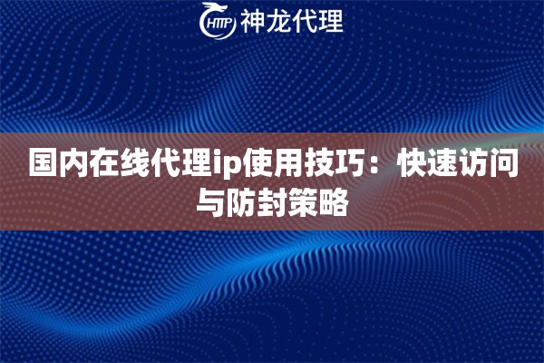国内在线代理ip使用技巧：快速访问与防封策略