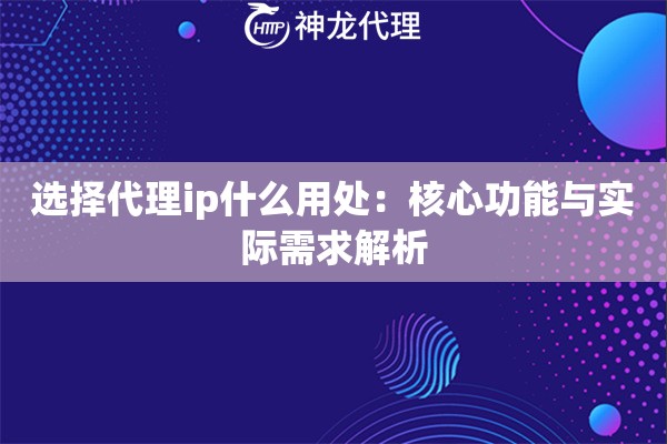 选择代理ip什么用处：核心功能与实际需求解析