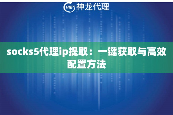 socks5代理ip提取：一键获取与高效配置方法
