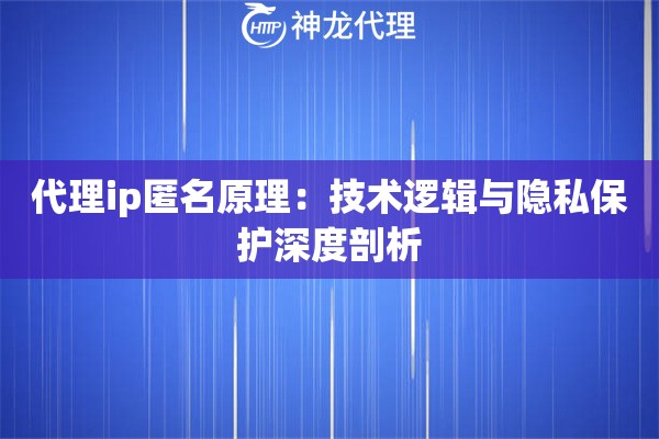 代理ip匿名原理：技术逻辑与隐私保护深度剖析