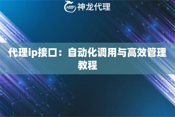 代理ip接口：自动化调用与高效管理教程