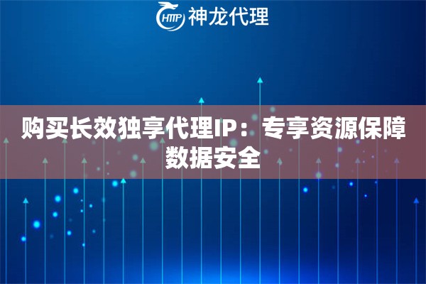购买长效独享代理IP：专享资源保障数据安全