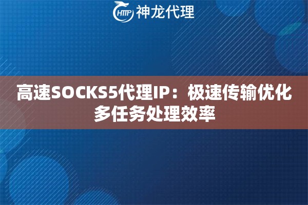 高速SOCKS5代理IP：极速传输优化多任务处理效率