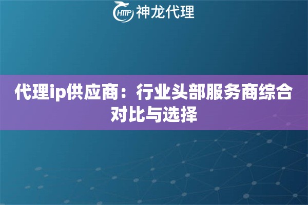 代理ip供应商：行业头部服务商综合对比与选择