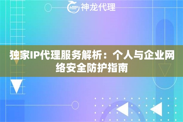 独家IP代理服务解析：个人与企业网络安全防护指南