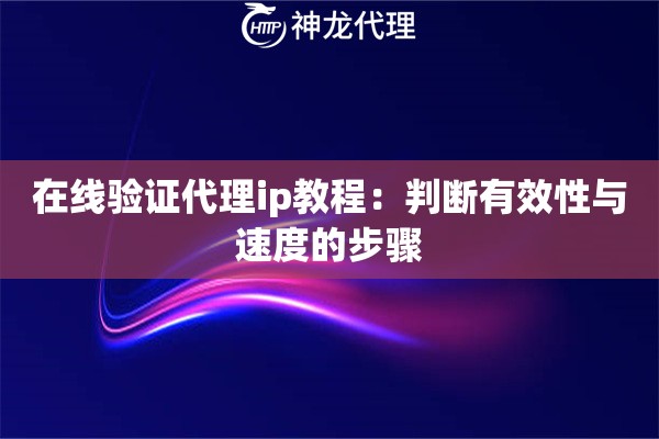在线验证代理ip教程：判断有效性与速度的步骤