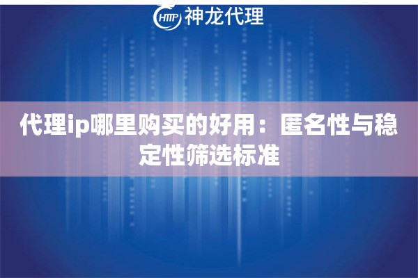 代理ip哪里购买的好用：匿名性与稳定性筛选标准