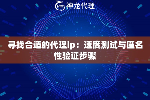 寻找合适的代理ip：速度测试与匿名性验证步骤