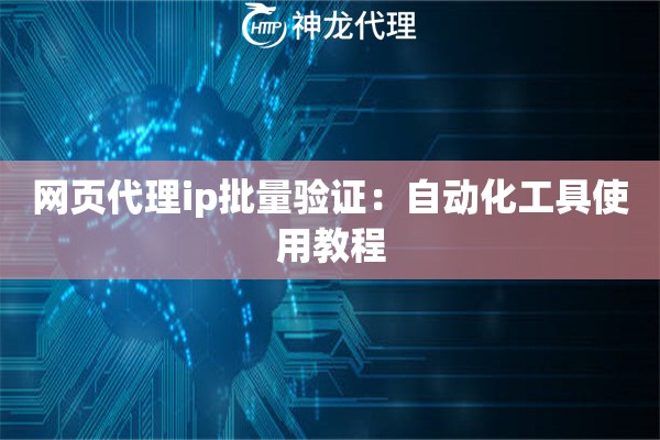 网页代理ip批量验证：自动化工具使用教程