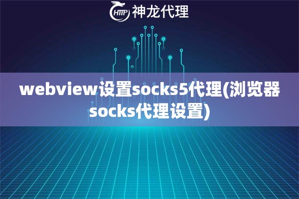 webview设置socks5代理(浏览器socks代理设置)