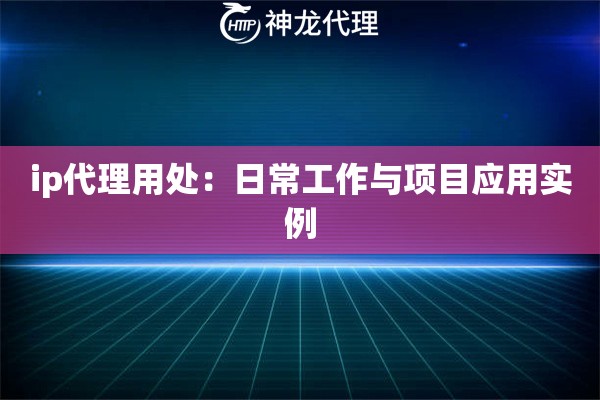 ip代理用处：日常工作与项目应用实例