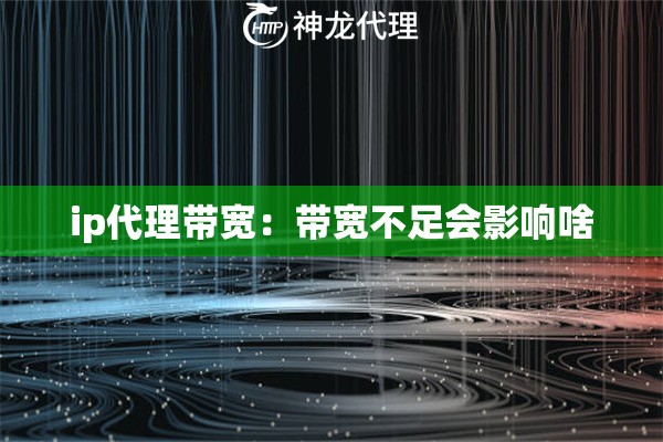 ip代理带宽：带宽不足会影响啥