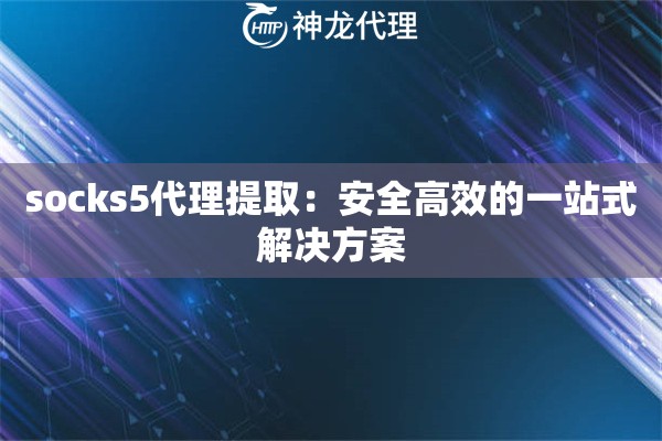 socks5代理提取：安全高效的一站式解决方案