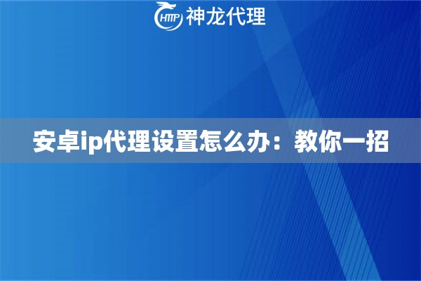 安卓ip代理设置怎么办：教你一招