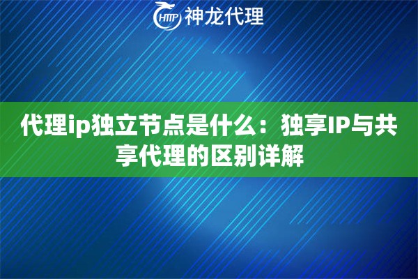 代理ip独立节点是什么：独享IP与共享代理的区别详解