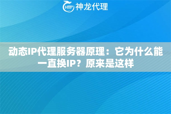 动态IP代理服务器原理：它为什么能一直换IP？原来是这样