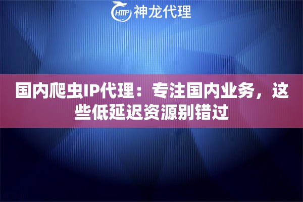 国内爬虫IP代理：专注国内业务，这些低延迟资源别错过