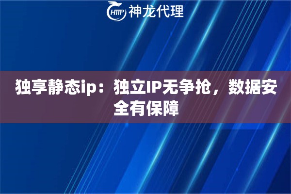 独享静态ip：独立IP无争抢，数据安全有保障
