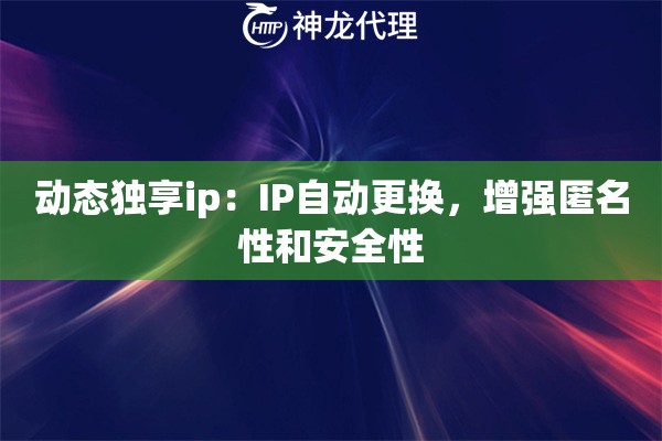动态独享ip：IP自动更换，增强匿名性和安全性