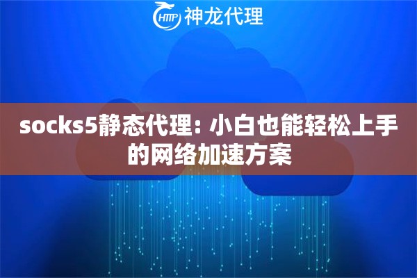 socks5静态代理: 小白也能轻松上手的网络加速方案