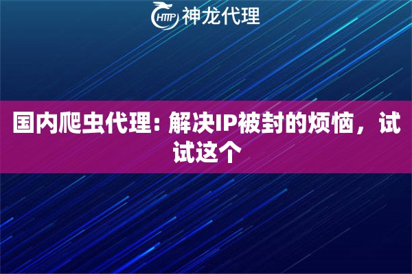 国内爬虫代理: 解决IP被封的烦恼，试试这个