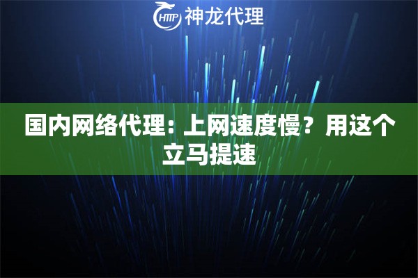 国内网络代理: 上网速度慢？用这个立马提速