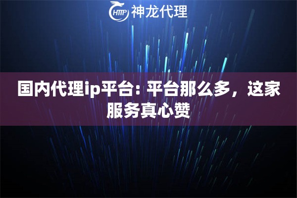 国内代理ip平台: 平台那么多，这家服务真心赞