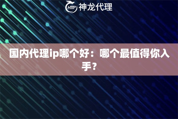 国内代理ip哪个好：哪个最值得你入手？
