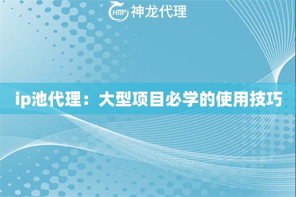 ip池代理：大型项目必学的使用技巧
