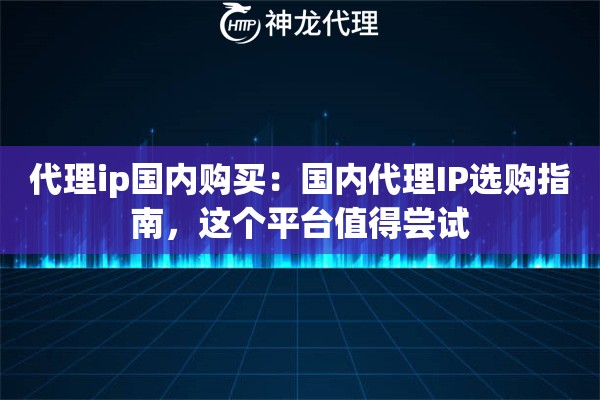 代理ip国内购买：国内代理IP选购指南，这个平台值得尝试