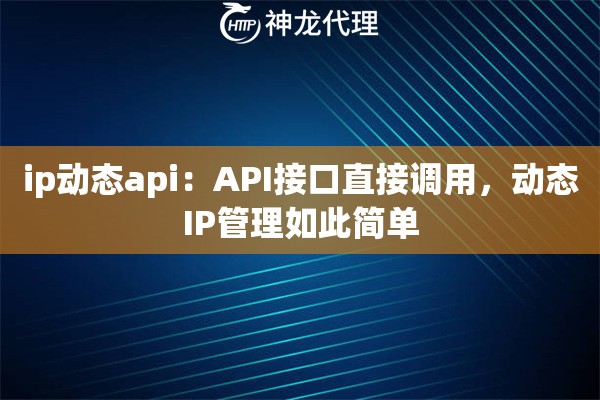 ip动态api：API接口直接调用，动态IP管理如此简单