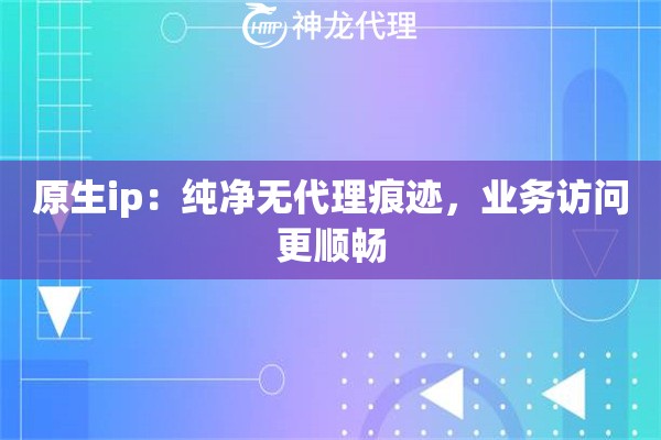原生ip：纯净无代理痕迹，业务访问更顺畅