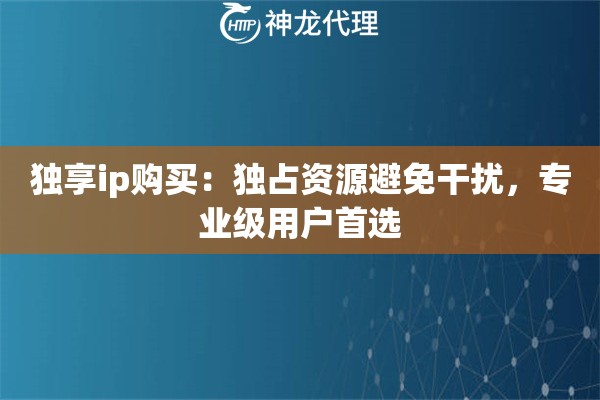 独享ip购买：独占资源避免干扰，专业级用户首选