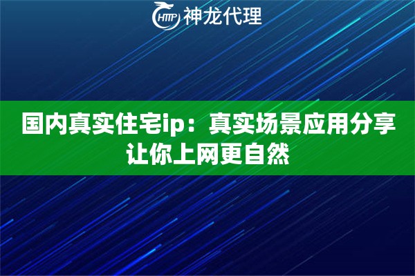 国内真实住宅ip：真实场景应用分享让你上网更自然