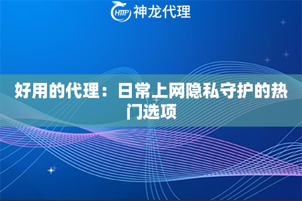 好用的代理：日常上网隐私守护的热门选项