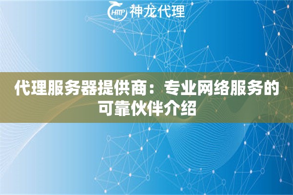代理服务器提供商：专业网络服务的可靠伙伴介绍