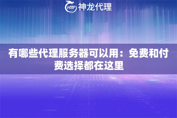 有哪些代理服务器可以用：免费和付费选择都在这里