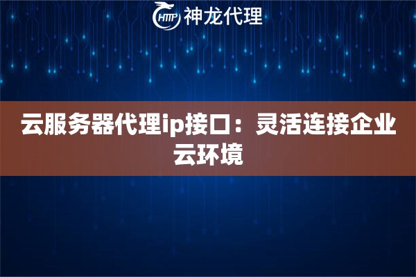 云服务器代理ip接口：灵活连接企业云环境