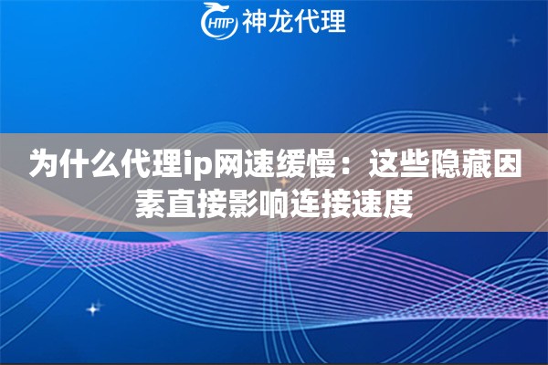 为什么代理ip网速缓慢:这些隐藏因素直接影响连接速度 为什么代理ip网速缓慢:这些隐藏因素直接影响连接速度