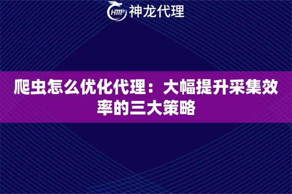 爬虫怎么优化代理:大幅提升采集效率的三大策略 爬虫怎么优化代理:大幅提升采集效率的三大策略