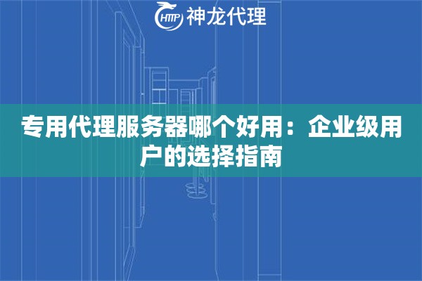 专用代理服务器哪个好用:企业级用户的选择指南 专用代理服务器哪个好用:企业级用户的选择指南
