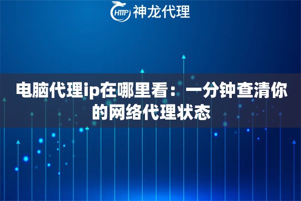 电脑代理ip在哪里看:一分钟查清你的网络代理状态 电脑代理ip在哪里看:一分钟查清你的网络代理状态