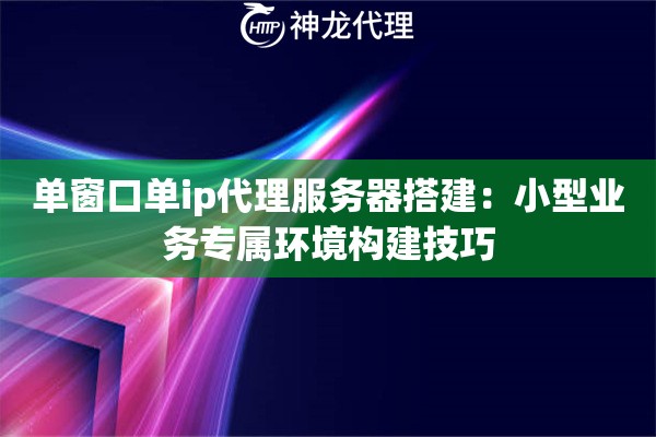 单窗口单ip代理服务器搭建:小型业务专属环境构建技巧 单窗口单ip代理服务器搭建:小型业务专属环境构建技巧